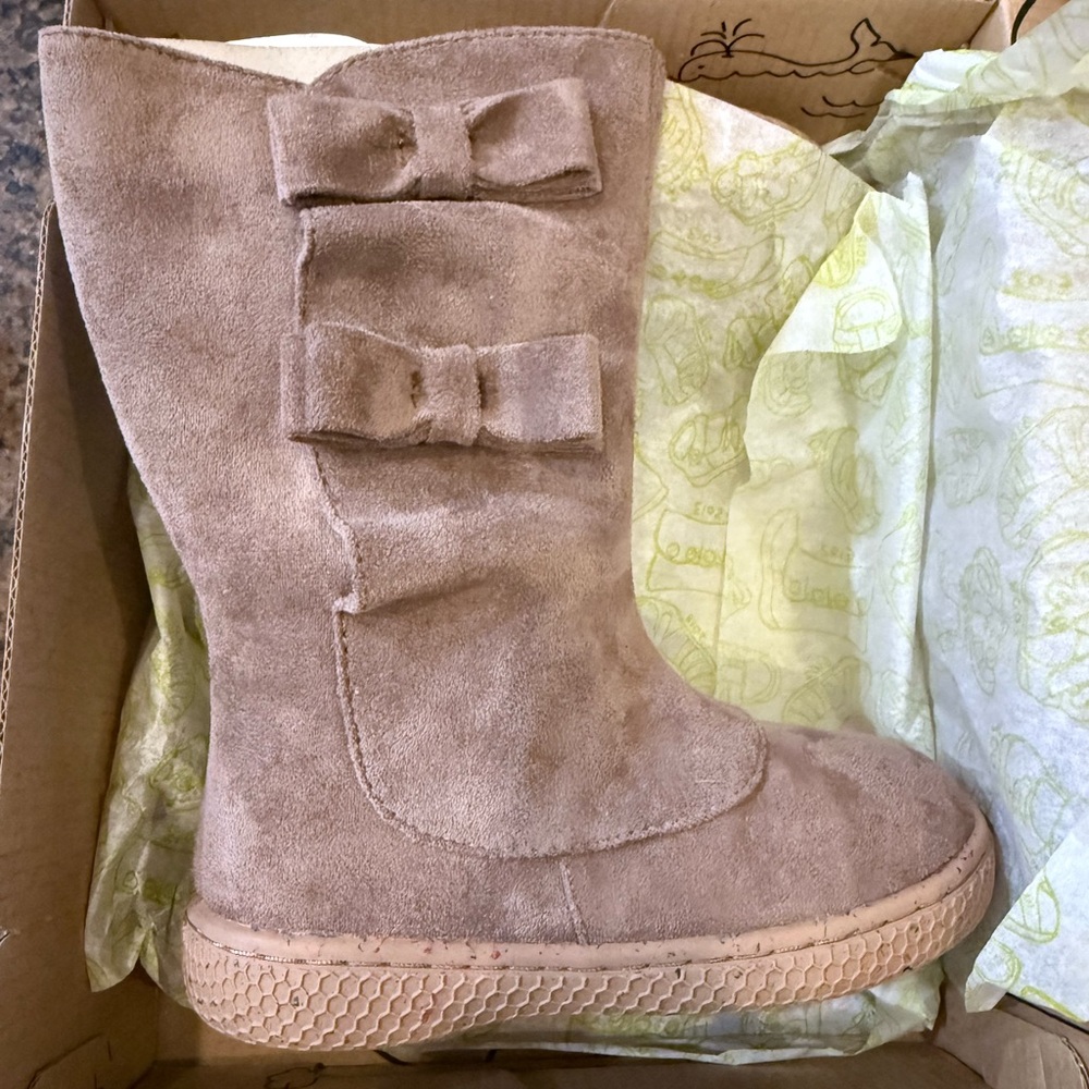 Livie & Luca Tan Suede Kids Boots with Bows